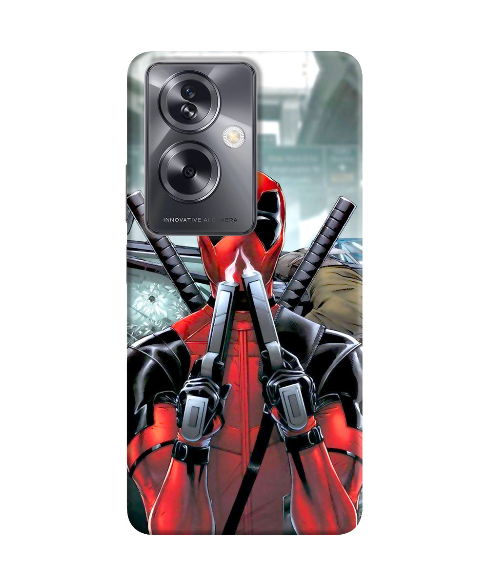 Deadpool with gun Oppo A79 5G Back Cover - Main Image