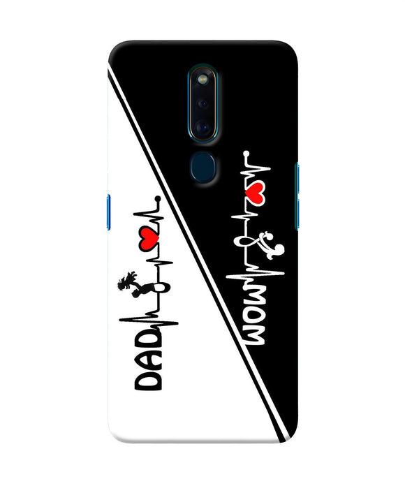Mom Dad Heart Line Black And White Oppo F11 Pro Back Cover