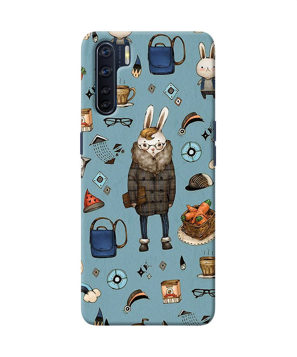 Canvas Rabbit Print Oppo F15 Back Cover