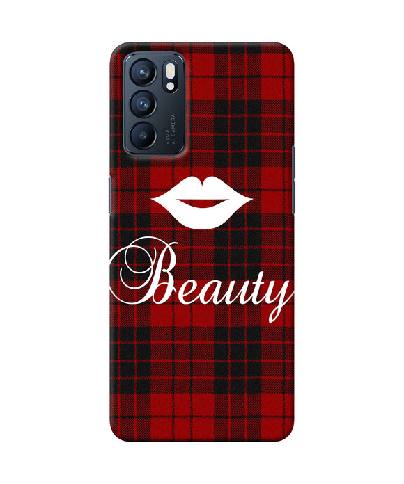 Beauty red square Oppo Reno6 5G Back Cover
