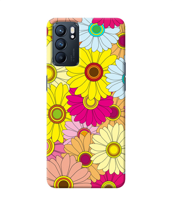 Abstract colorful flowers Oppo Reno6 5G Back Cover
