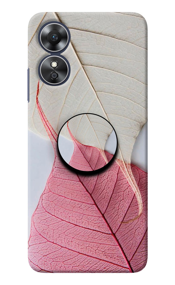 White Pink Leaf Oppo A17 Pop Case