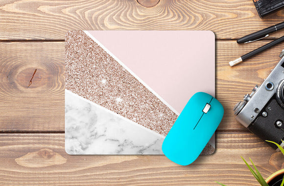 Pink and Glitter Marble Mousepad