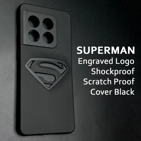 Superman Engraved Logo Matte Black Soft Silicone Mobile Back Case