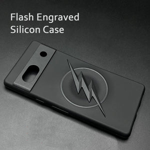 Flash Engraved Logo Matte Black Soft Silicone Mobile Back Case