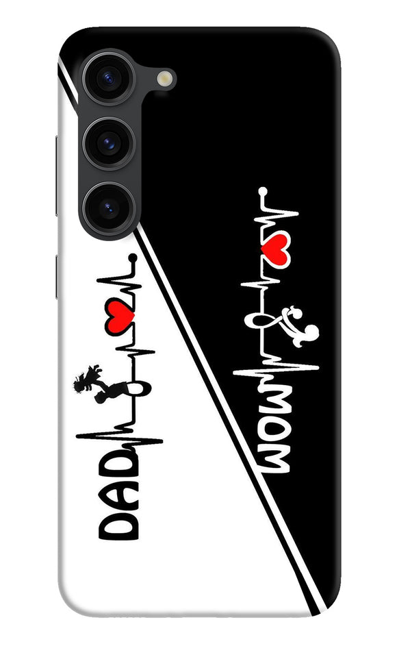 Mom dad heart line black and white Samsung S23 Plus Back Cover