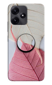 White Pink Leaf Poco M6 Pro 5G Pop Case