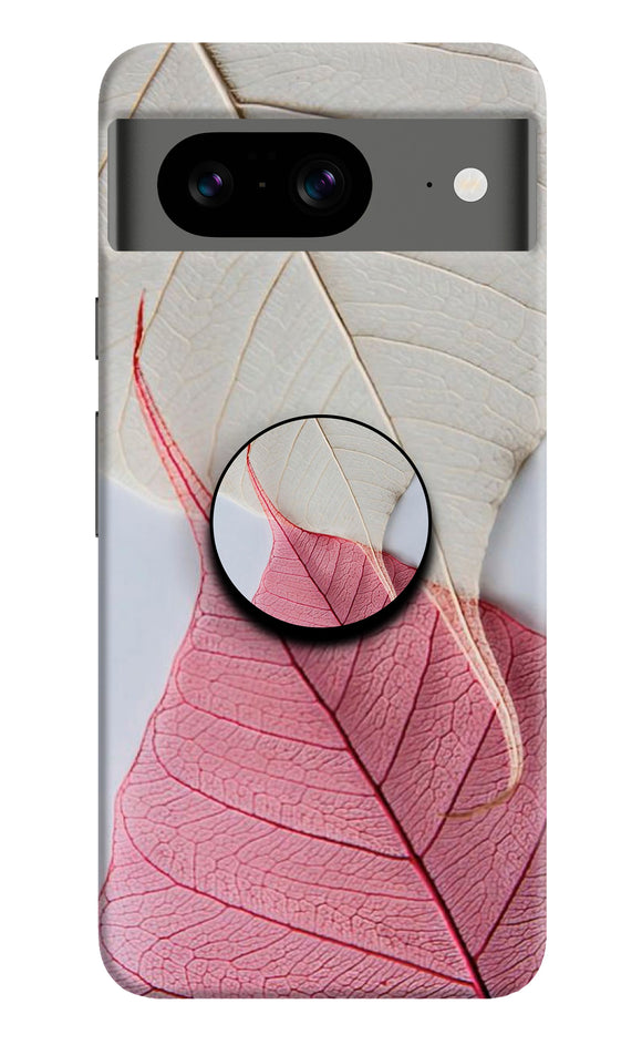 White Pink Leaf Google Pixel 8 Pop Case