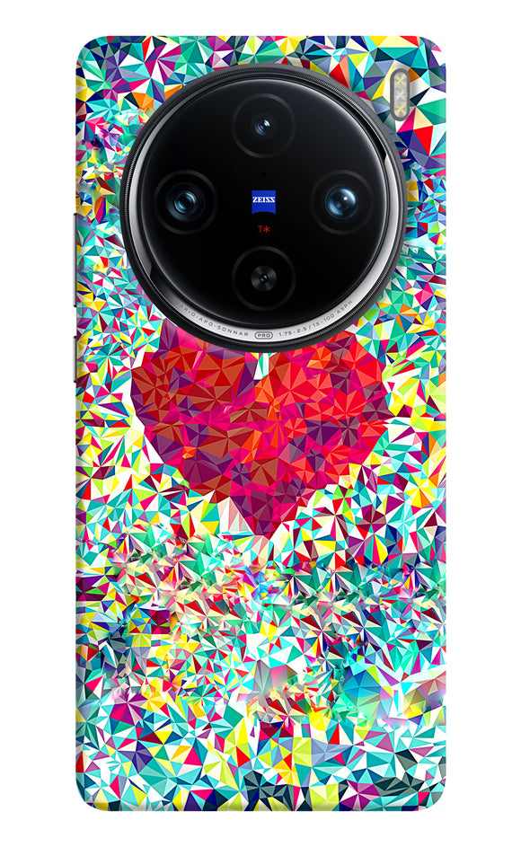 Red heart print Vivo X100 Pro Back Cover