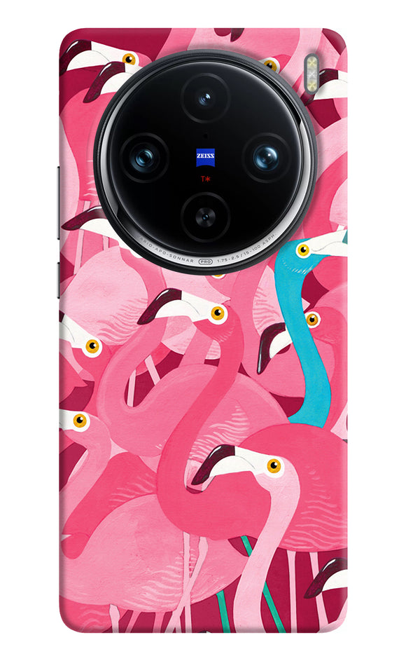 Abstract sheer bird pink print Vivo X100 Pro Back Cover