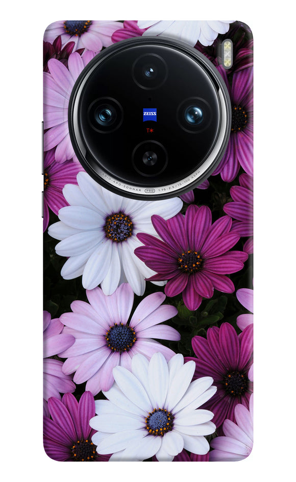 White violet flowers Vivo X100 Pro Back Cover