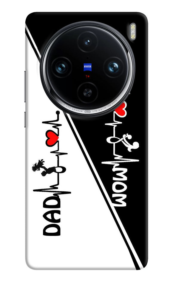 Mom dad heart line black and white Vivo X100 Pro Back Cover