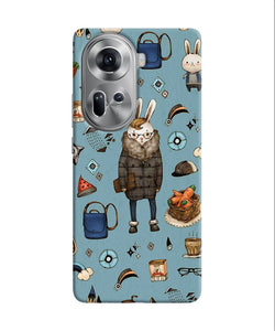 Canvas rabbit print Oppo Reno11 Back Cover