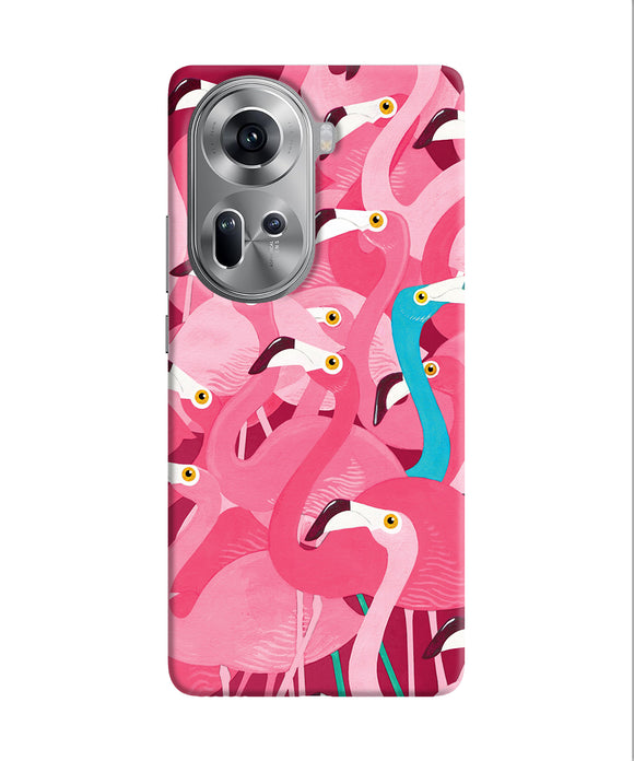 Abstract sheer bird pink print Oppo Reno11 Back Cover