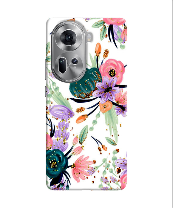 Abstract flowers print Oppo Reno11 Back Cover