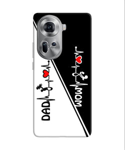 Mom dad heart line black and white Oppo Reno11 Back Cover