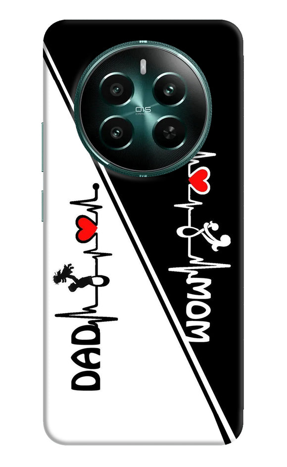 Mom dad heart line black and white Realme 12 5G Back Cover