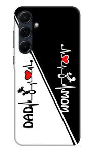 Mom dad heart line black and white Samsung A35 5G Back Cover