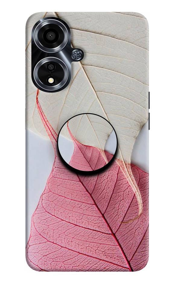 White Pink Leaf Oppo A59 5G Pop Case