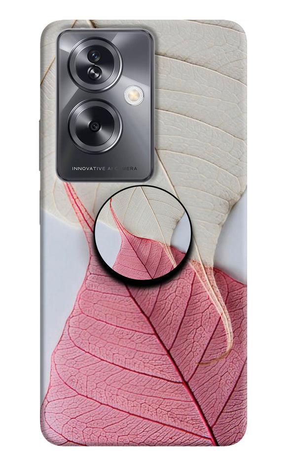 White Pink Leaf Oppo A79 5G Pop Case