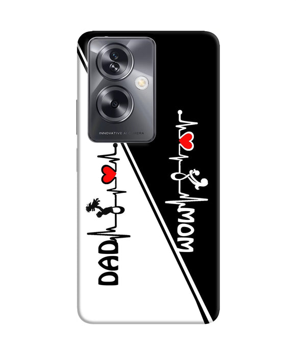 Mom dad heart line black and white Oppo A79 5G Back Cover