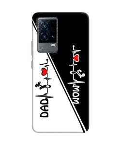 Mom dad heart line black and white iQOO 9 5G Back Cover