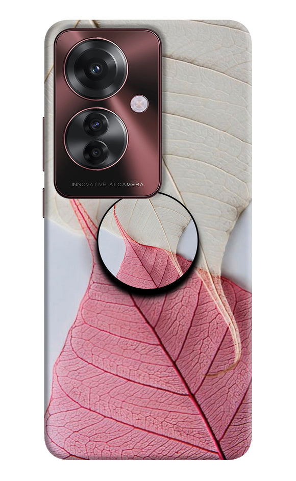 White Pink Leaf Oppo F25 Pro 5G Pop Case