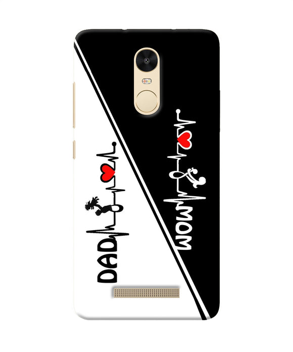 Mom Dad Heart Line Black And White Redmi Note 3 Back Cover