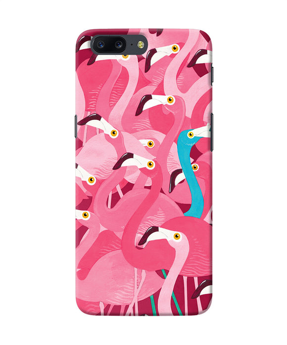 Abstract Sheer Bird Pink Print Oneplus 5 Back Cover