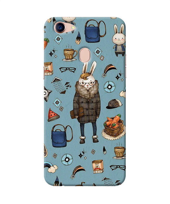 Canvas Rabbit Print Oppo F5 Back Cover