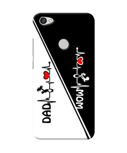 Mom Dad Heart Line Black And White Redmi Y1 Back Cover