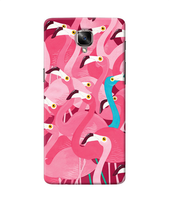 Abstract Sheer Bird Pink Print Oneplus 3 / 3t Back Cover