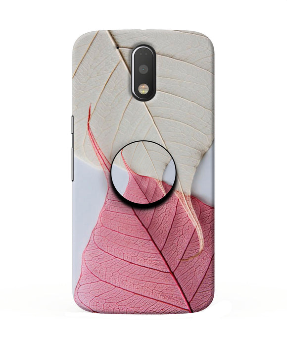 White Pink Leaf Moto G4/G4 plus Pop Case