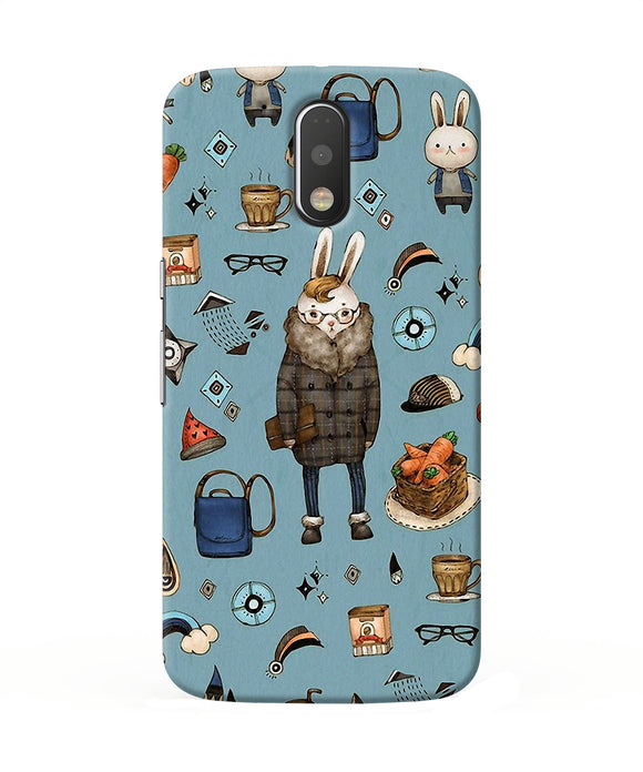 Canvas Rabbit Print Moto G4 / G4 Plus Back Cover