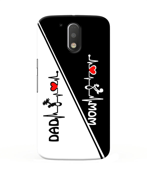 Mom Dad Heart Line Black And White Moto G4 / G4 Plus Back Cover