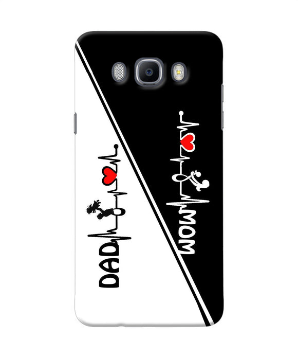 Mom Dad Heart Line Black And White Samsung J7 2016 Back Cover