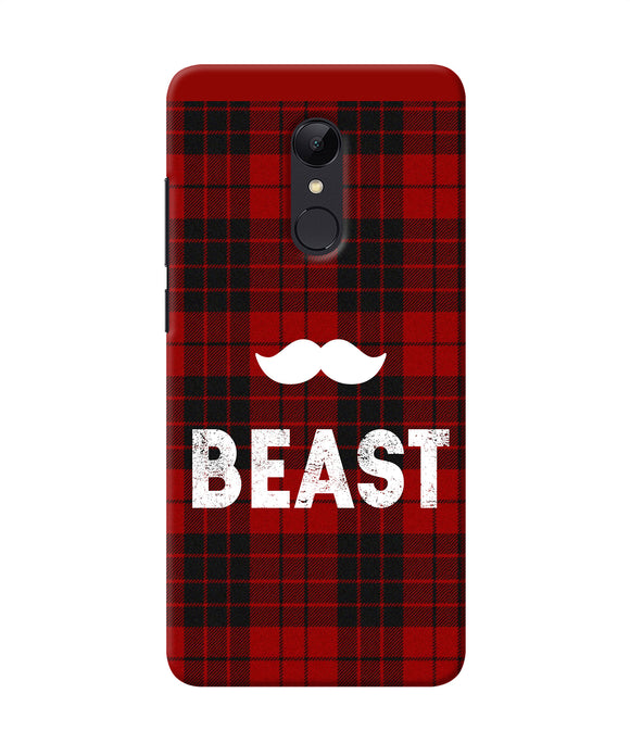 Beast Red Square Redmi Note 5 Back Cover