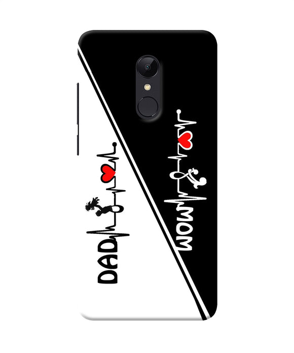 Mom Dad Heart Line Black And White Redmi Note 5 Back Cover