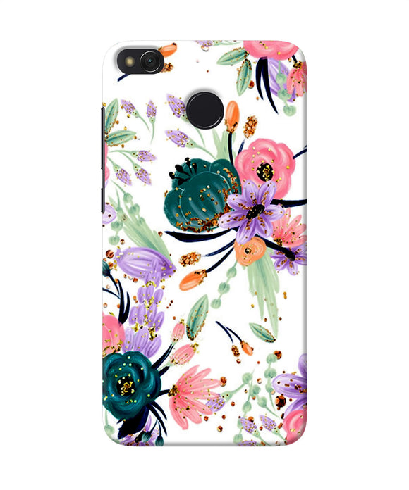 Abstract Flowers Print Redmi 4 Back Cover