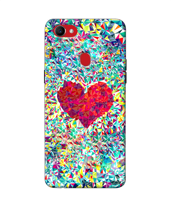 Red Heart Print Oppo F7 Back Cover