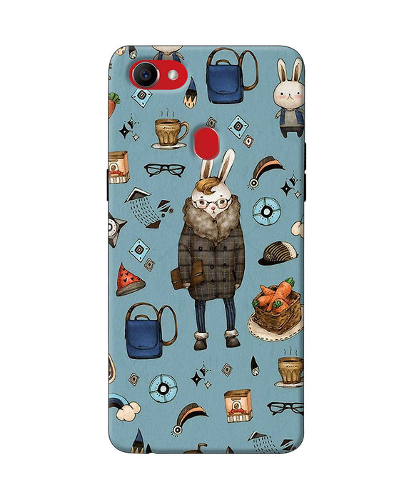 Canvas Rabbit Print Oppo F7 Back Cover