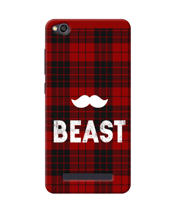 Beast Red Square Redmi 4a Back Cover
