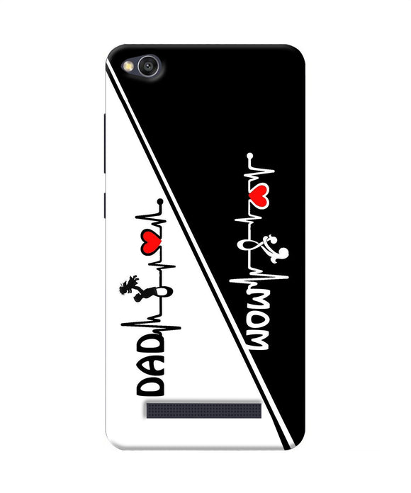 Mom Dad Heart Line Black And White Redmi 4a Back Cover