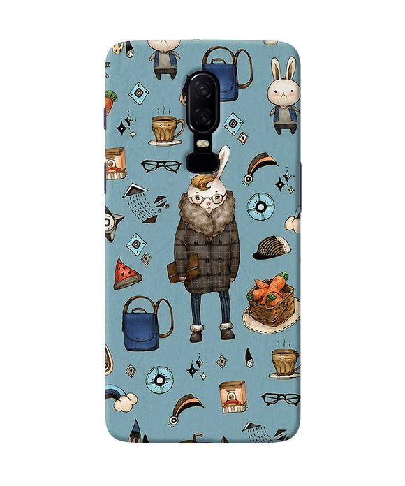 Canvas Rabbit Print Oneplus 6 Back Cover