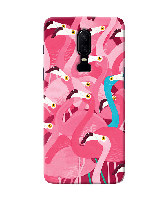Abstract Sheer Bird Pink Print Oneplus 6 Back Cover