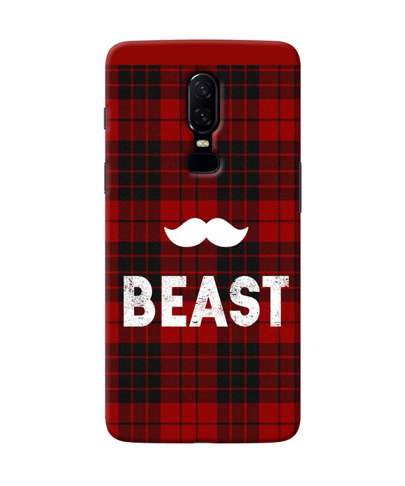 Beast Red Square Oneplus 6 Back Cover