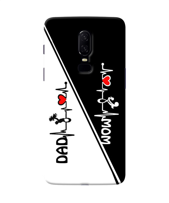 Mom Dad Heart Line Black And White Oneplus 6 Back Cover