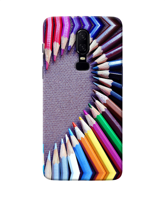 Color Pencil Half Heart Oneplus 6 Back Cover