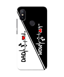 Mom Dad Heart Line Black And White Mi A2 Back Cover