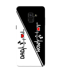 Mom Dad Heart Line Black And White Samsung A8 Plus Back Cover